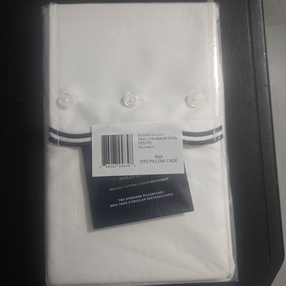 Ralph Lauren Pillowcase with Navy Stripe Trim